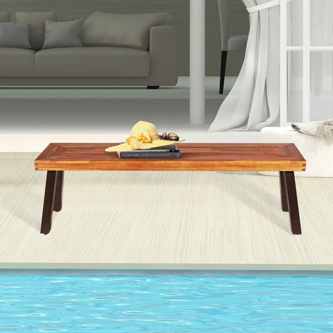 Giantex Set of 2 Outdoor Bench, Acacia Wood Patio Seating (2)