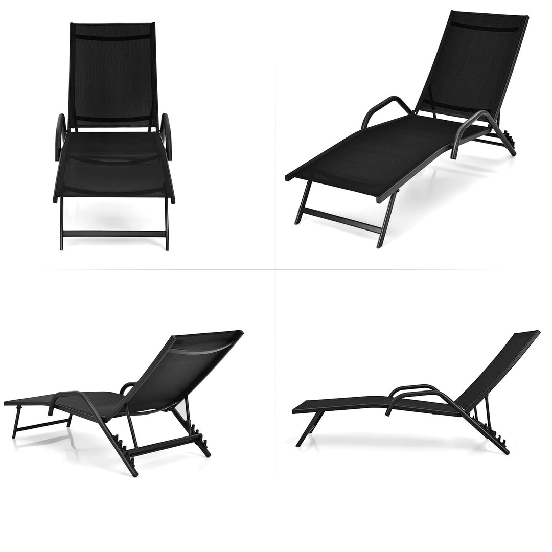 Giantex Lounge Chairs for Outside - Set of 2 Outdoor Chaise Lounge with 5 Adjustable Position