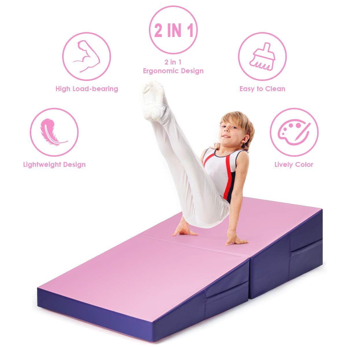 Giantex Gymnastics Wedge Mat, Folding and Non-Folding Incline Gym Fitness Skill Shape Tumbling Mat