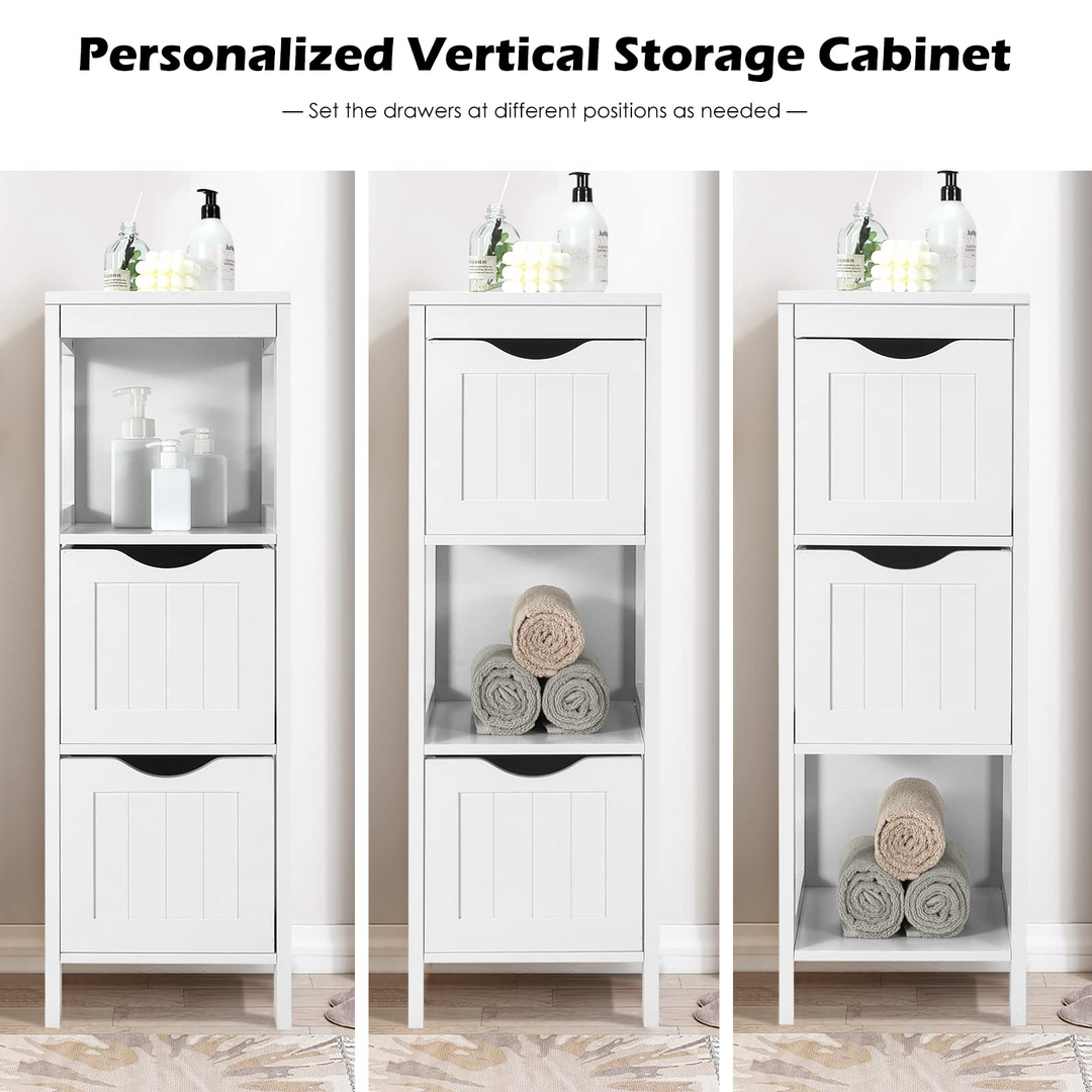 Bathroom Floor Cabinet with 2 Removable Drawers