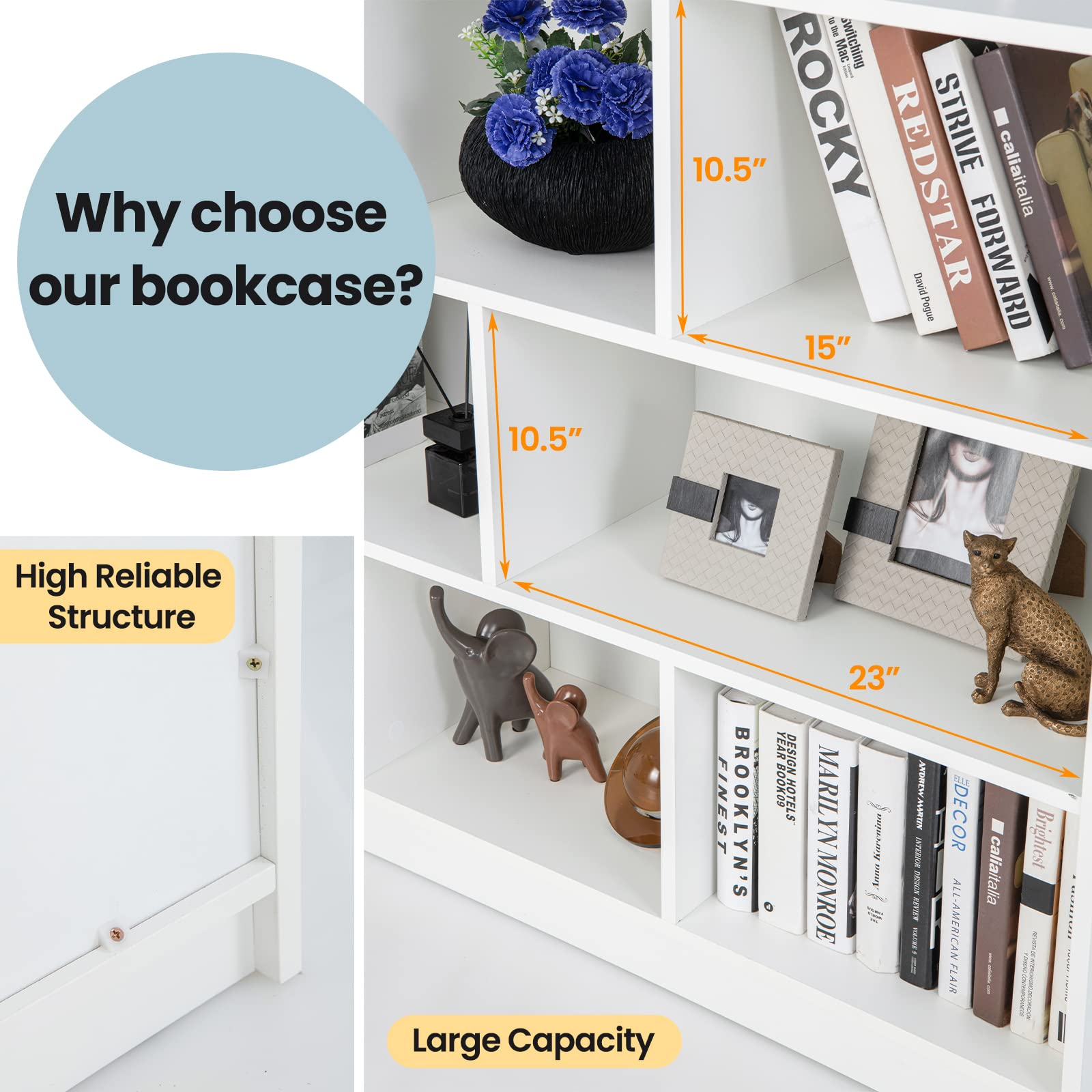 Giantex 8 Cube Bookcase, Freestanding 3-Tier Open Bookshelf