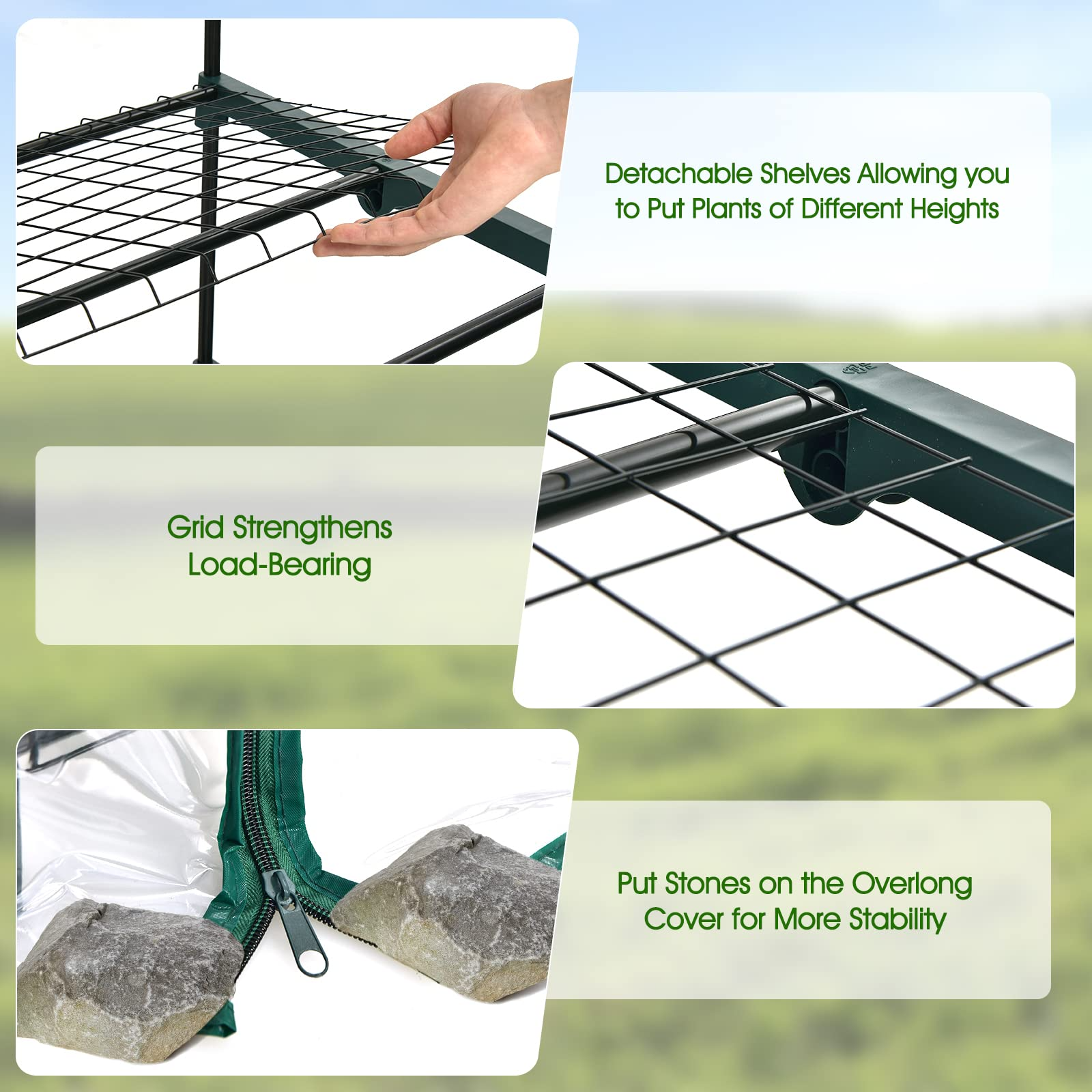 Portable Mini Greenhouse | Gardening Tent W/ 4-Tier Rack