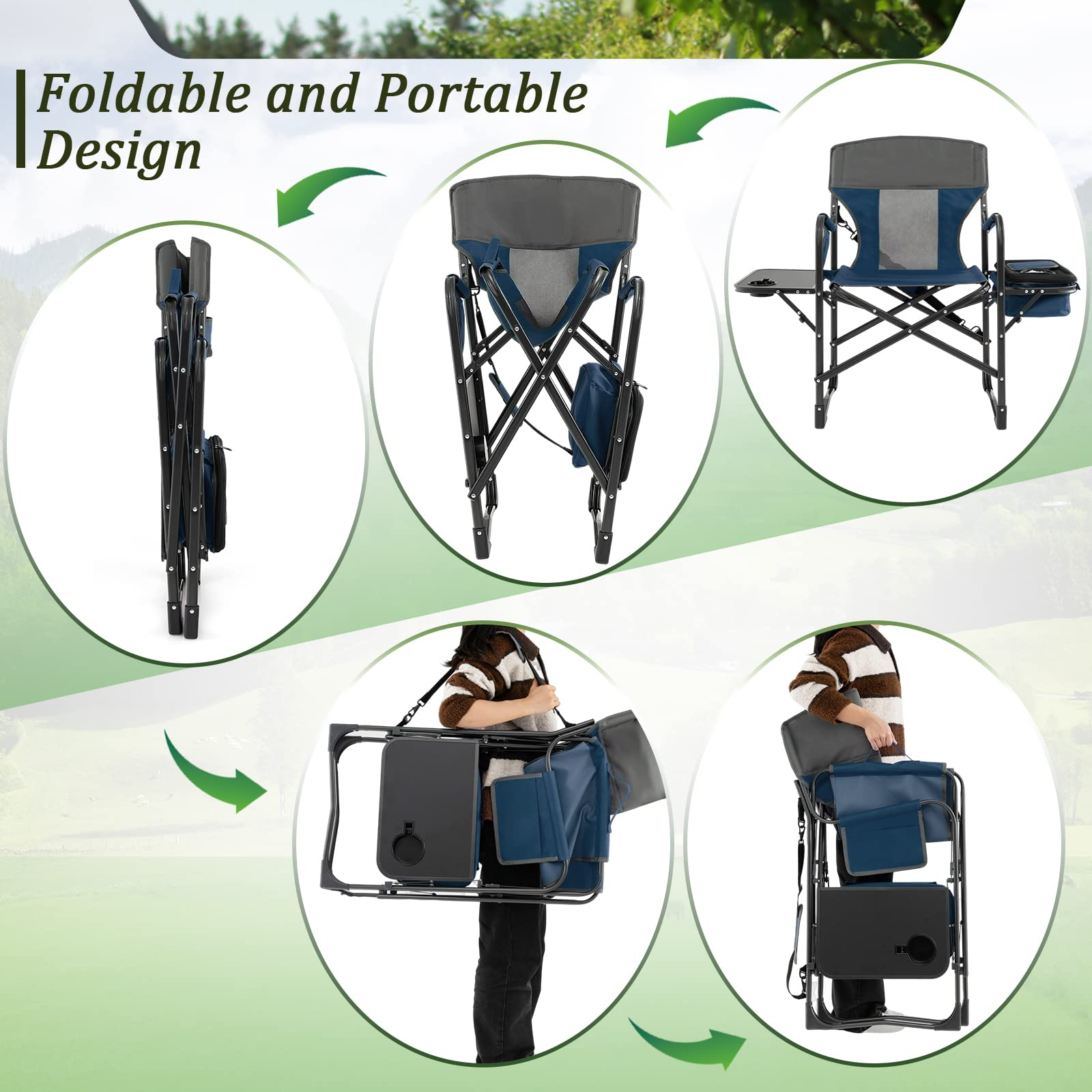 Giantex Directors Chair, Folding Chair with Side Table