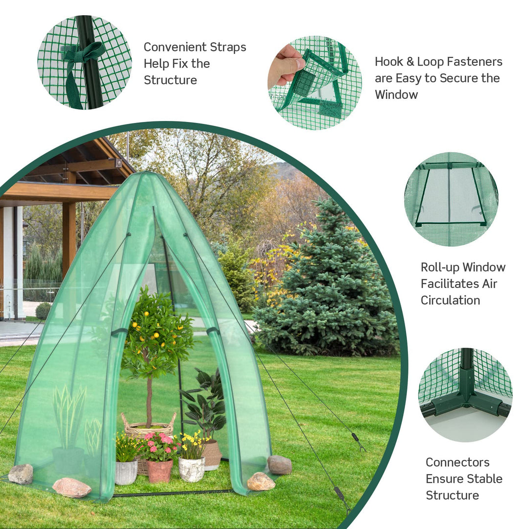Giantex Portable Walk-in Greenhouse - 5.5’x5.5’x6’ PE Cover, Roll-up Zippered Door, Window
