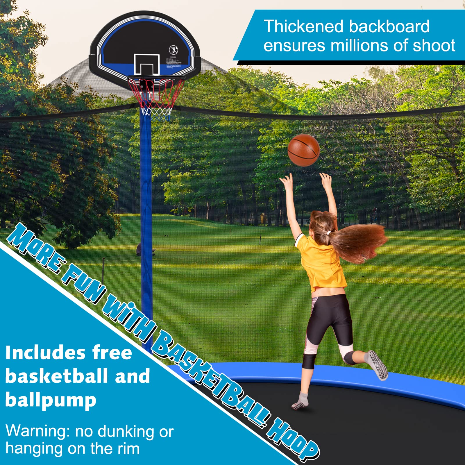 12/14/15/16FT Outdoor Recreational Trampoline for Adults Kids - Giantex