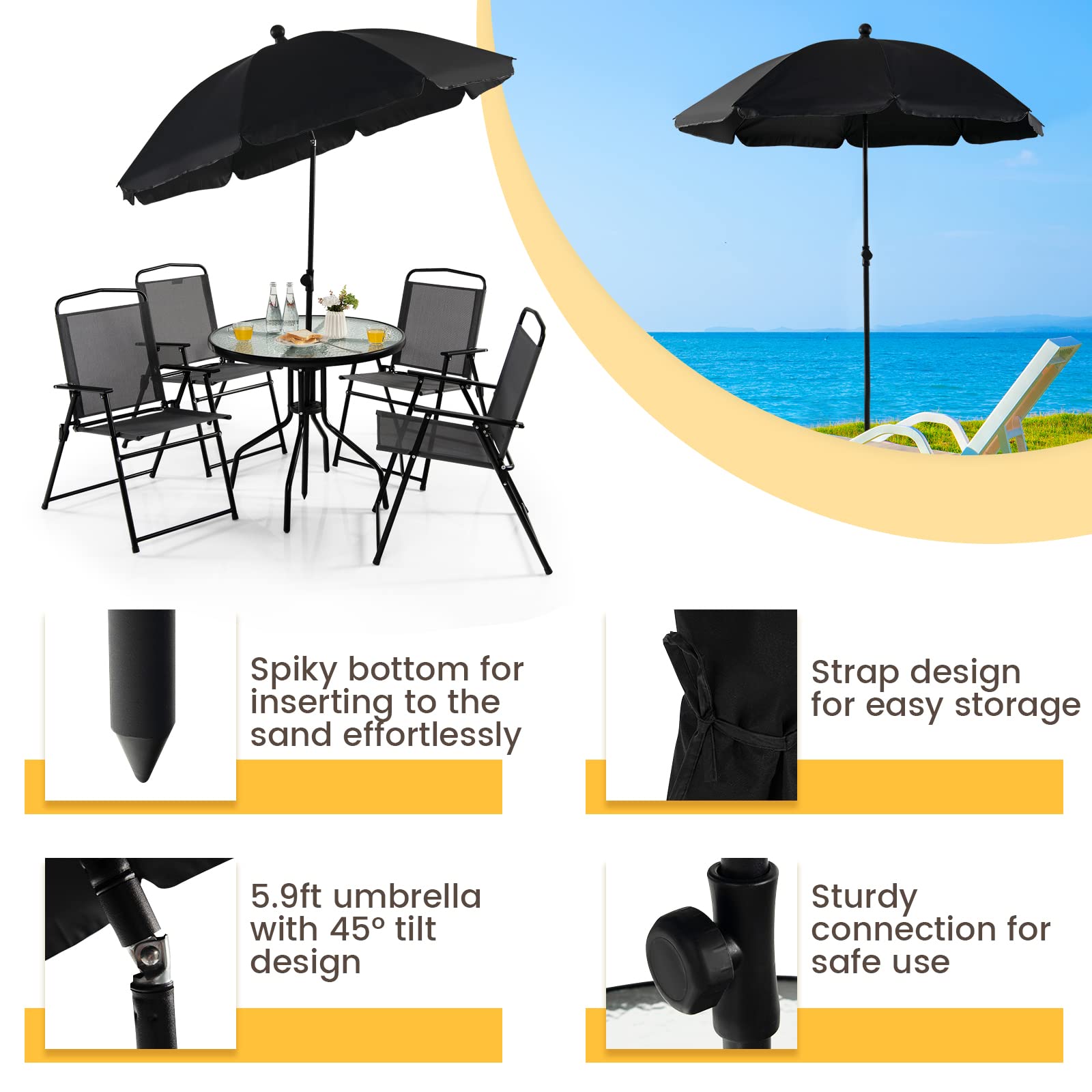 Giantex 6 Pieces Patio Dining Furniture Set