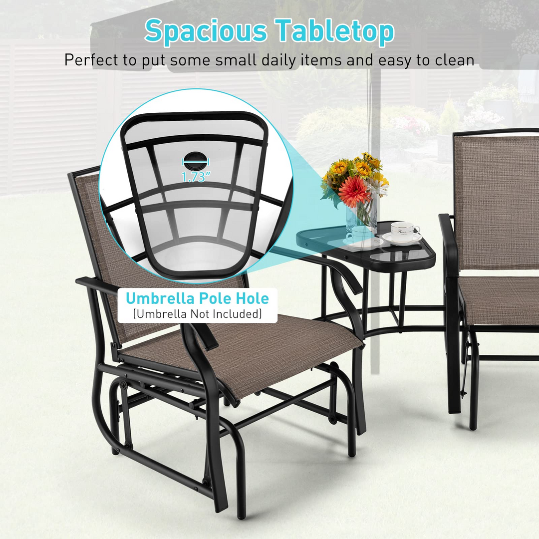 Giantex Outdoor Glider Chairs with Table & Umbrella Hole