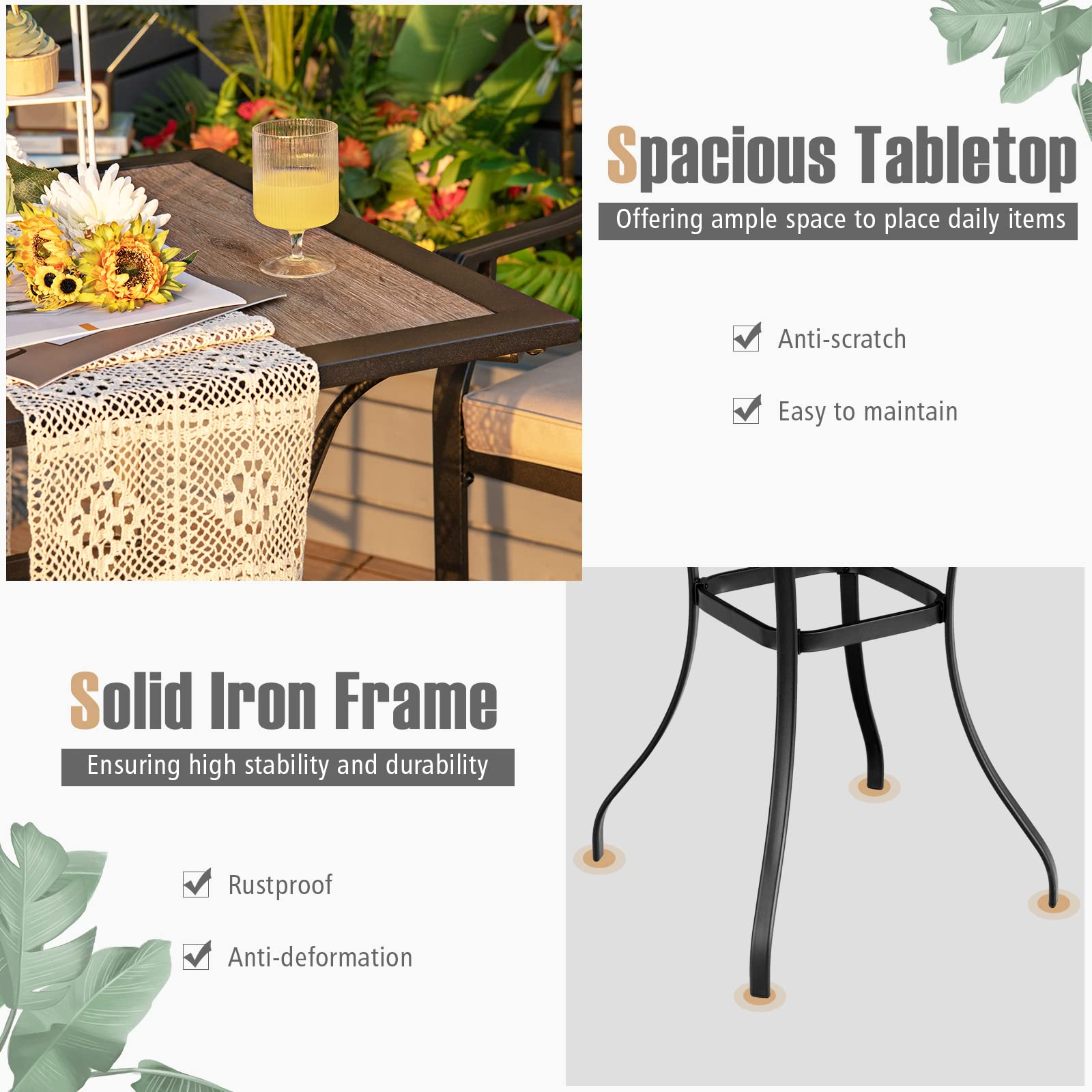 Patio Bar Table Outdoor Square Bistro Bar High Table