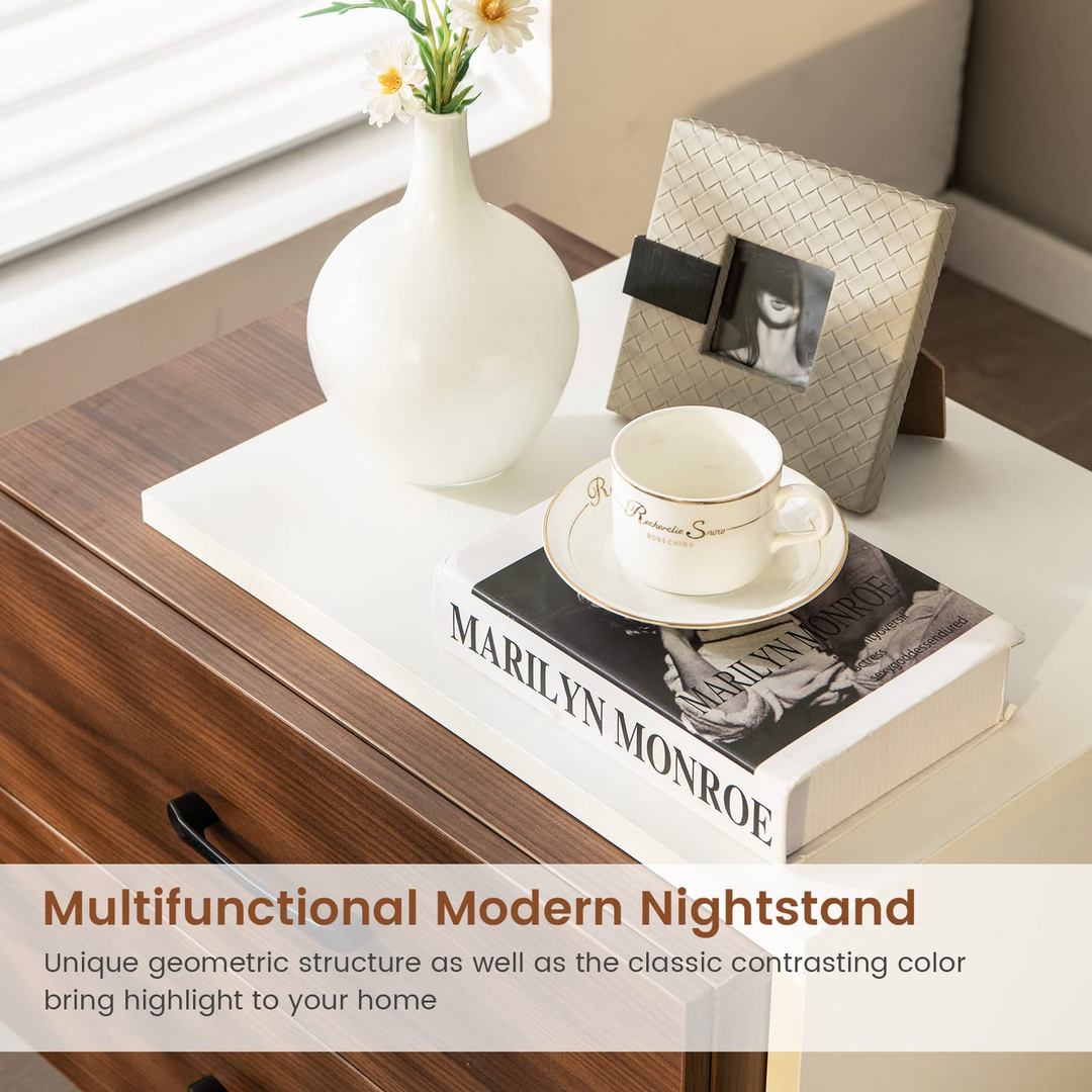 Giantex Modern Nightstand Set of 2 with 2 Drawers