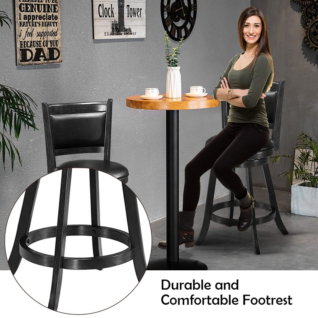 Giantex Accent Wooden Swivel Back Counter Height Bar Stool, Fabric Upholstered Design