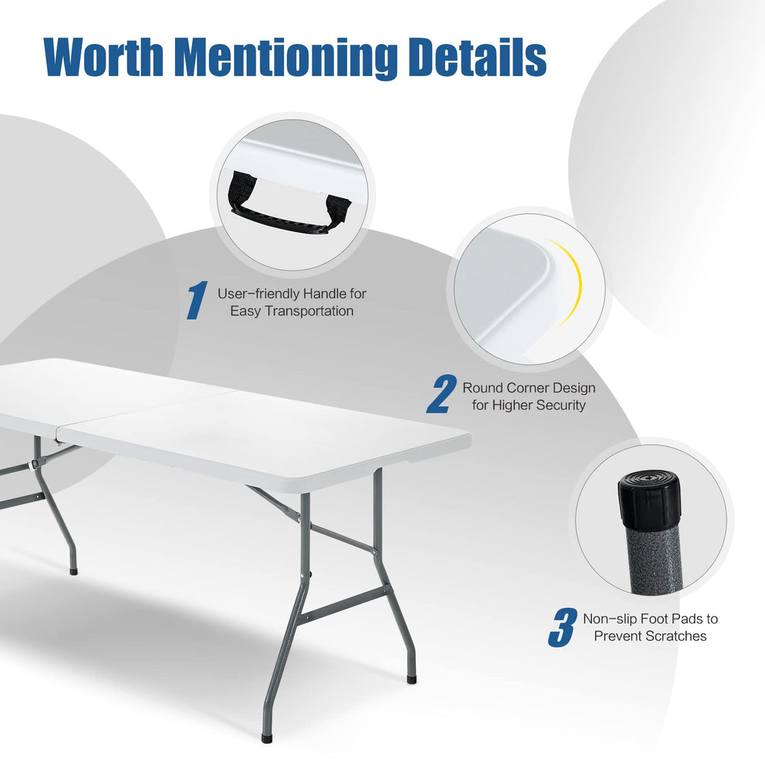 No Assembly  6FT Portable Foldable Tables for Party Camping BBQ