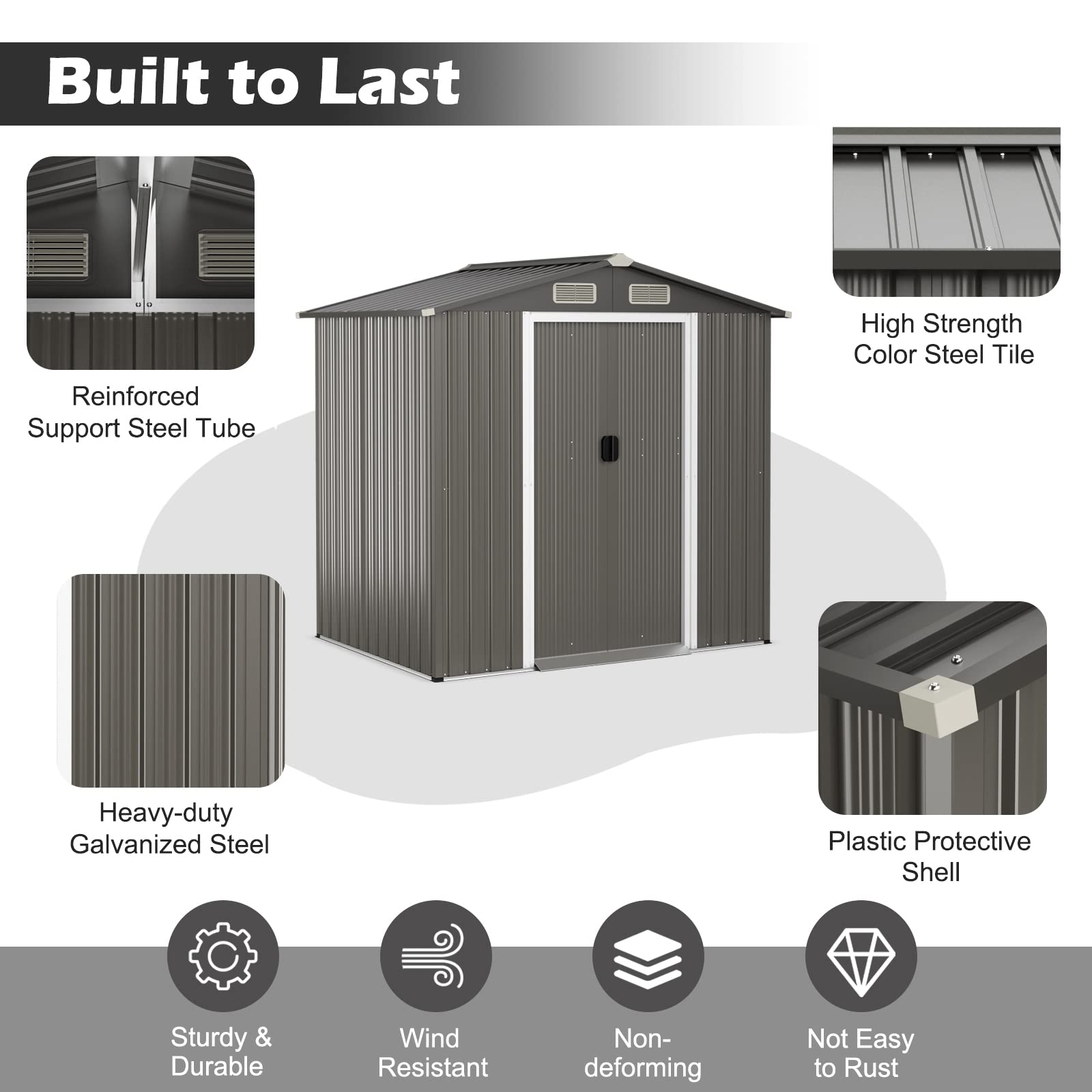 Giantex Outdoor Storage Shed 6 x 4 FT, Double Sliding Door