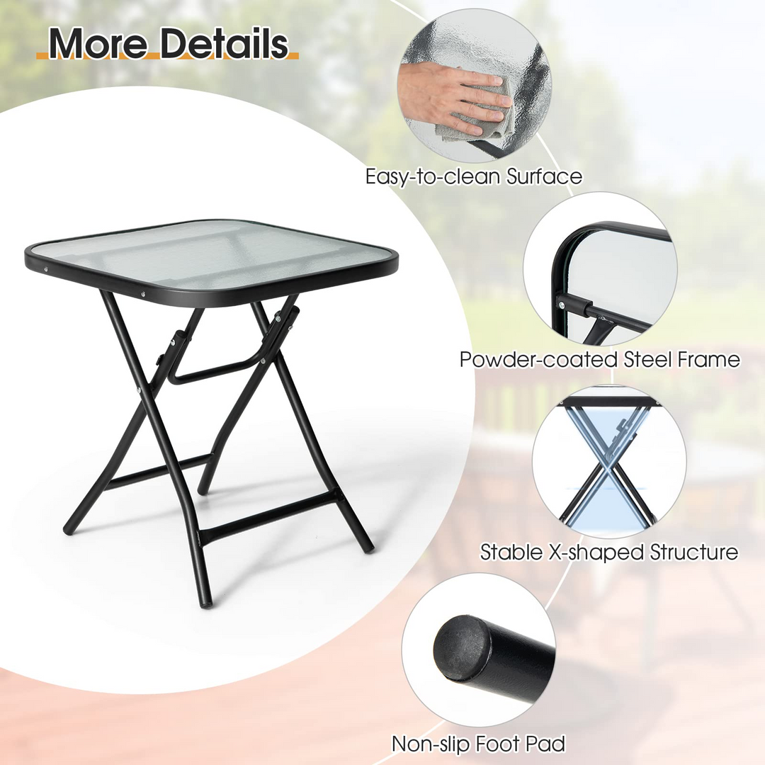 Giantex Folding Side Table, Square Small Patio Table