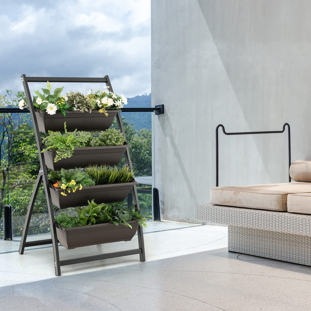 Giantex 2 Pcs 4.1FT Vertical Raised Garden Bed, 4-Tier Elevated Planter Box