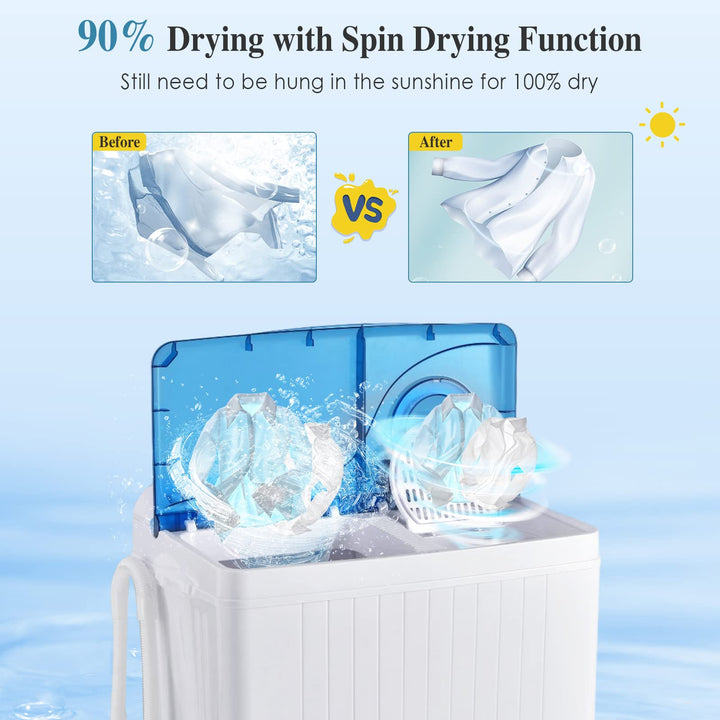 Portable Semi-Automatic Twin Tub Washing Machine with Drain Pump- Giantex – Giantexus