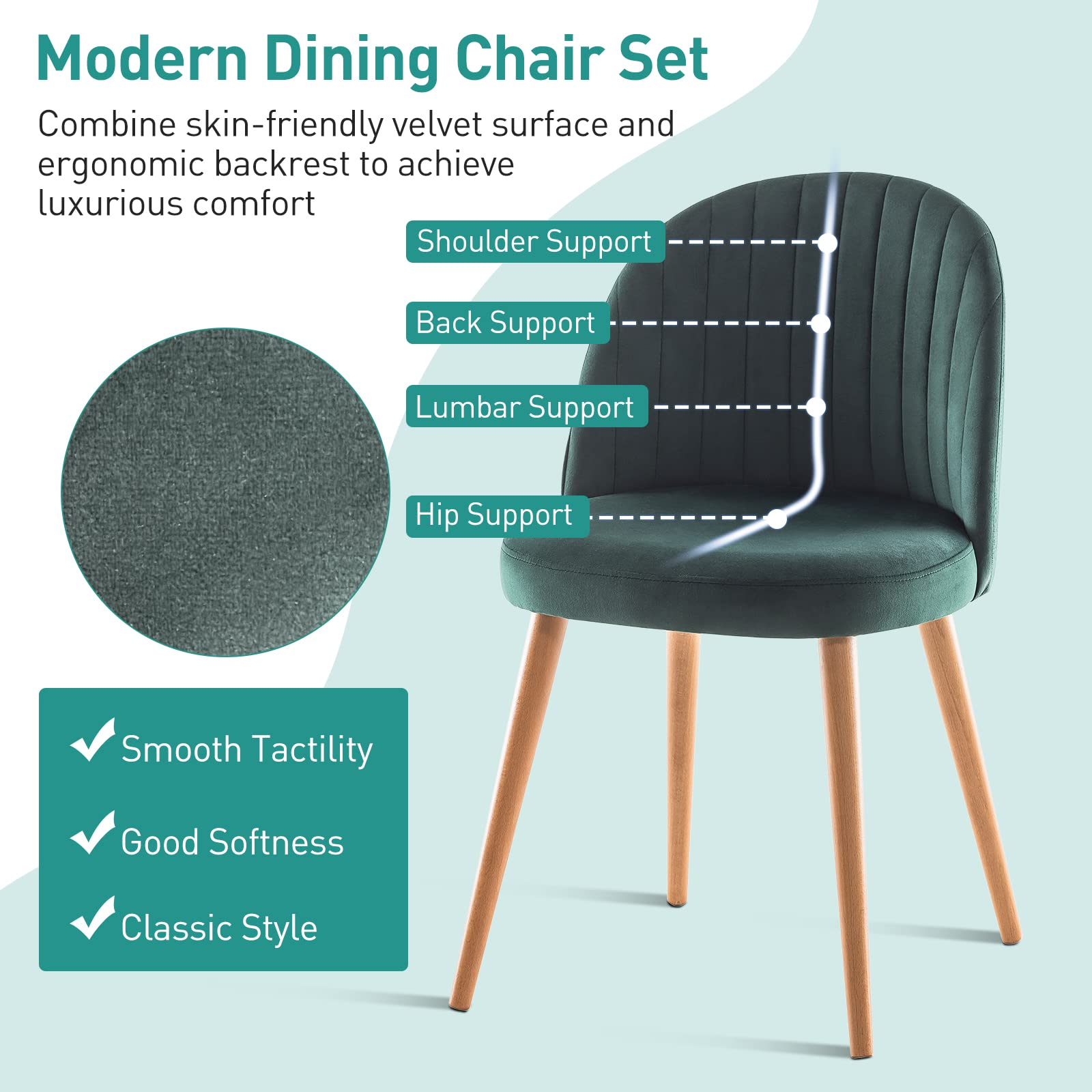 Giantex Modern Velvet Dining Chairs