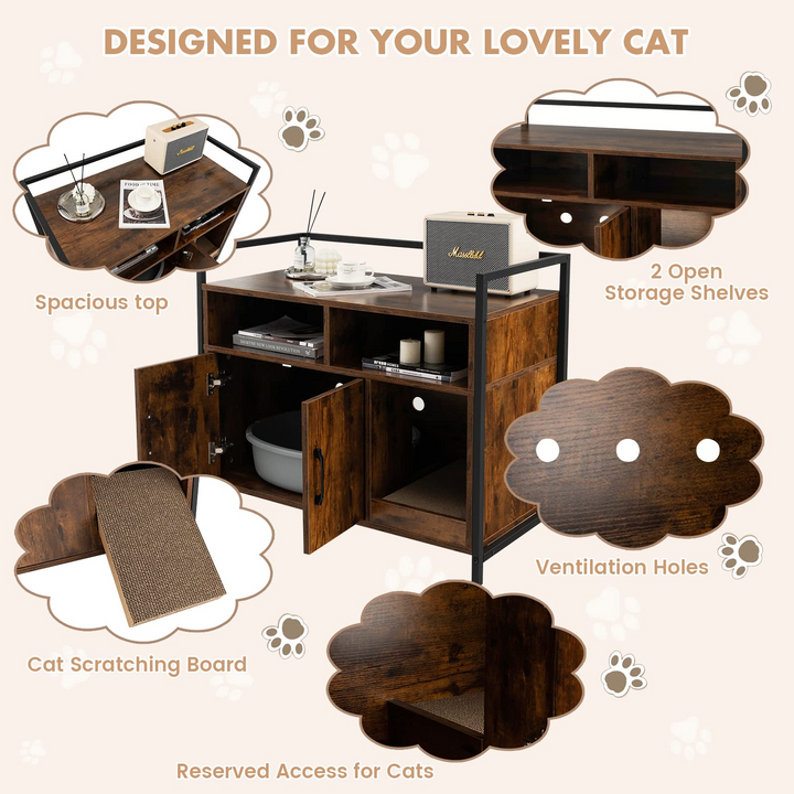 Cat Litter Box Enclosure - Giantex