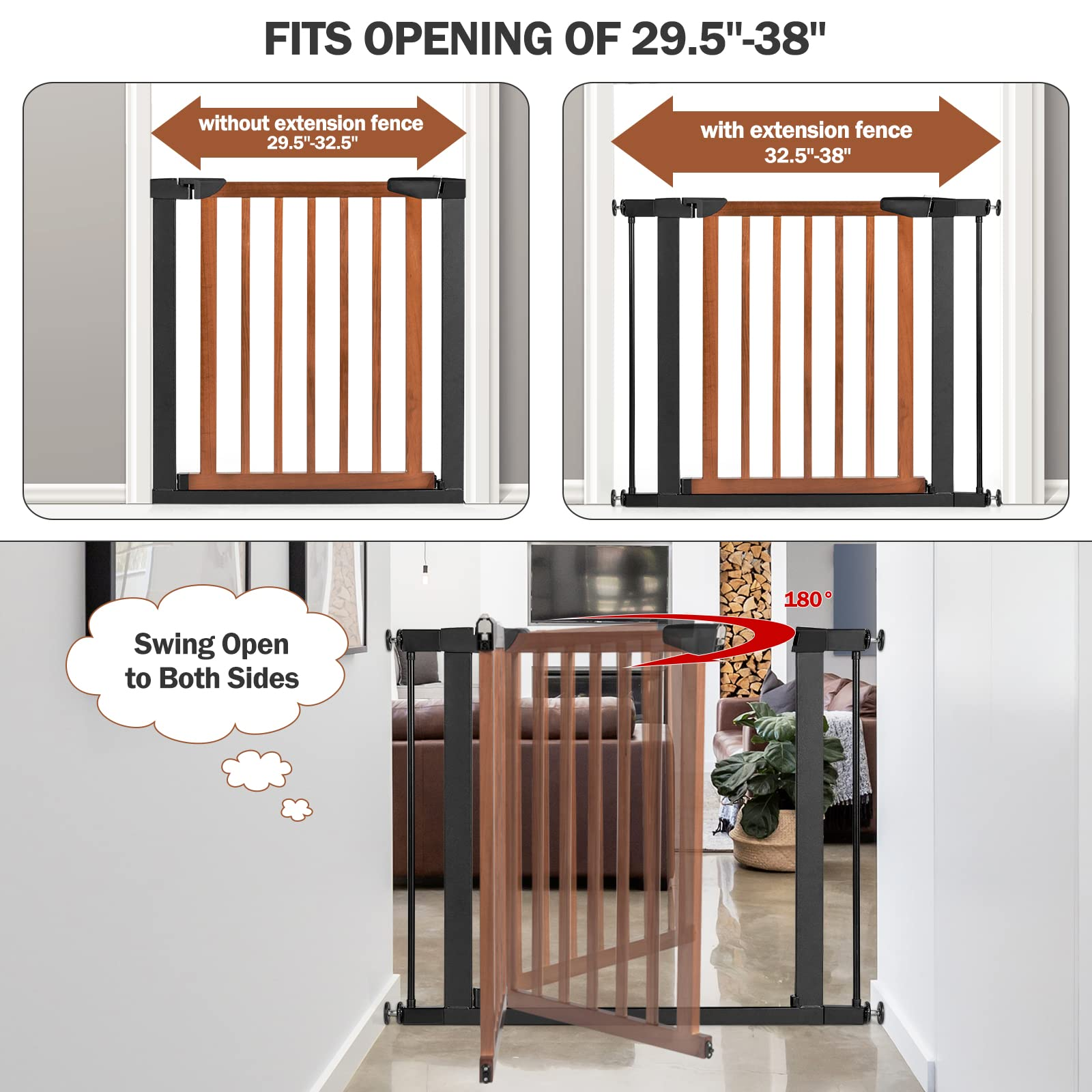 Giantex Walk Through Pet Safety Gate, Fit Opening 29.5'' to 38'' Wide
