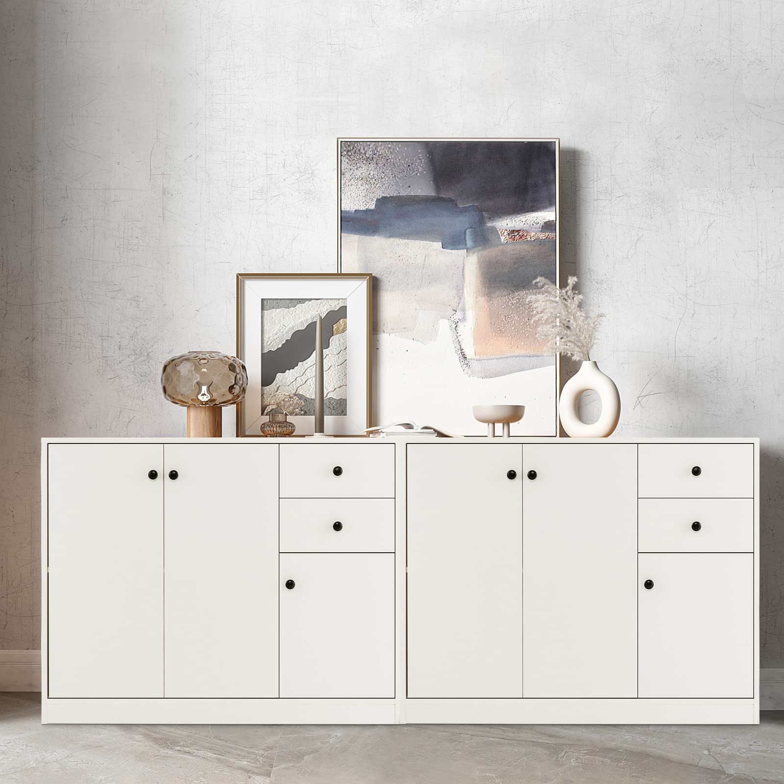 Giantex Buffet Cabinet with Storage - Kitchen Sideboard with 2 Drawers, 3-Door Large & Small Cabinet