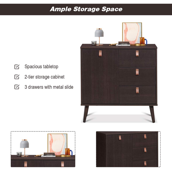 Giantex Sideboard Storage Cabinet with Doors and Adjustable Shelf (Dark Brown)