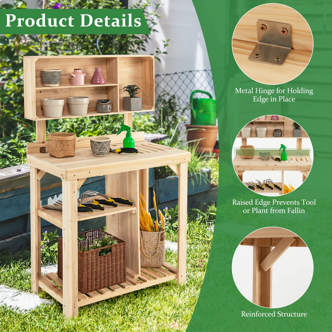 Giantex Potting Bench, Garden Potting Table with Storage Shelf