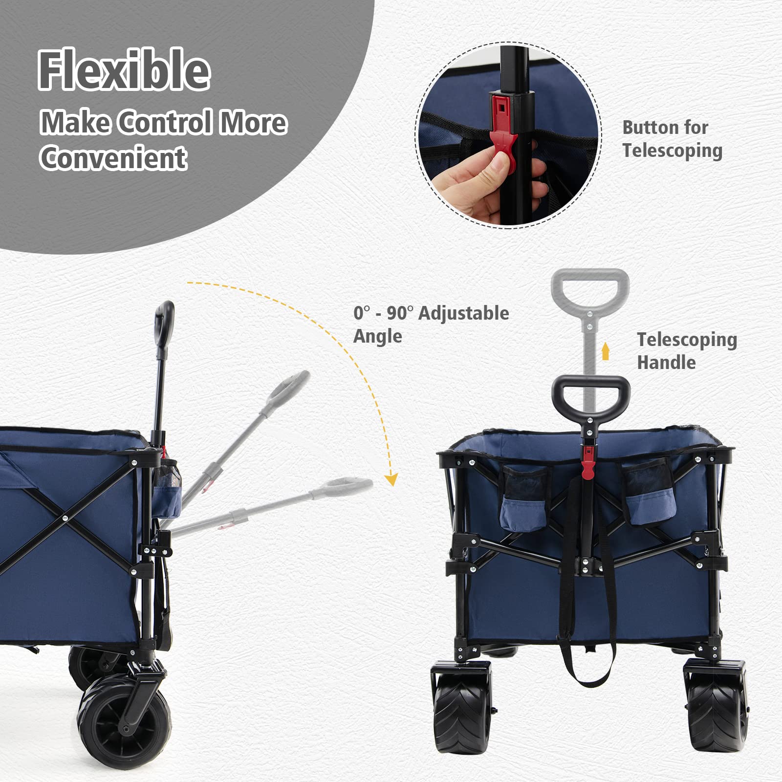 Giantex Folding Wagon Cart, Collapsible Beach Wagon with All Terrain Universal Wheels