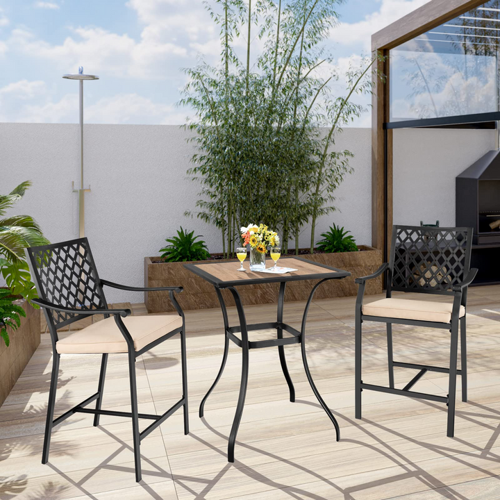 Set of 2 or 4 Patio Bar Chairs Outdoor High Chairs with Cushion Metal Bistro Stool