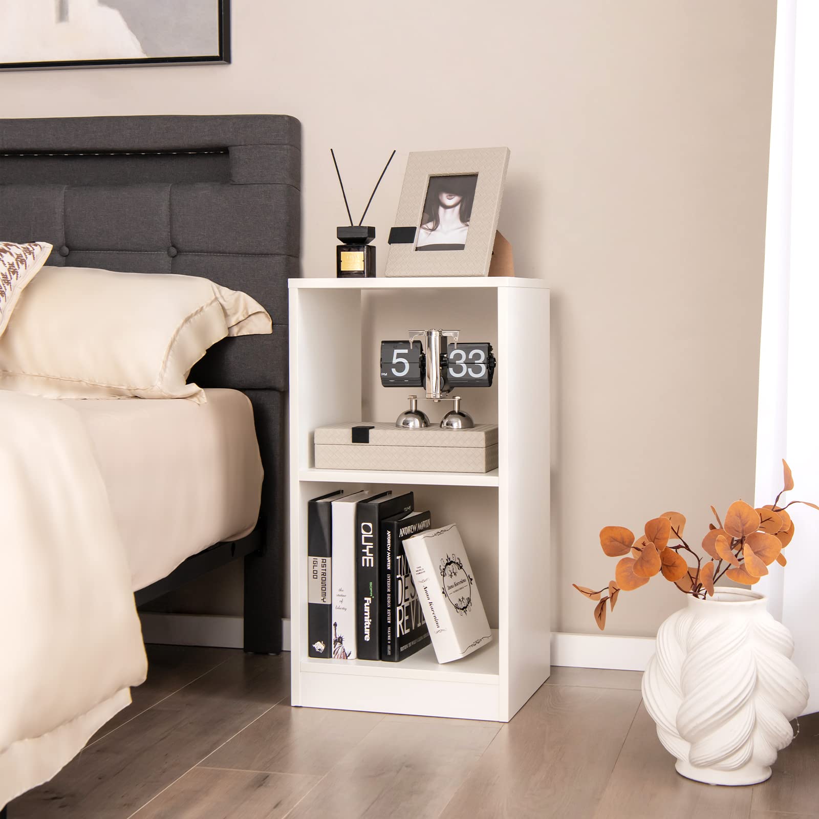 Giantex 2-Pcs 2-Tier White Bookshelf