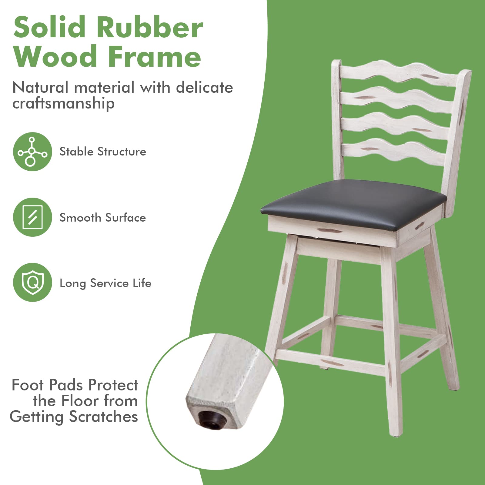 Giantex Wooden Upholstered Barstools for Kitchen Island