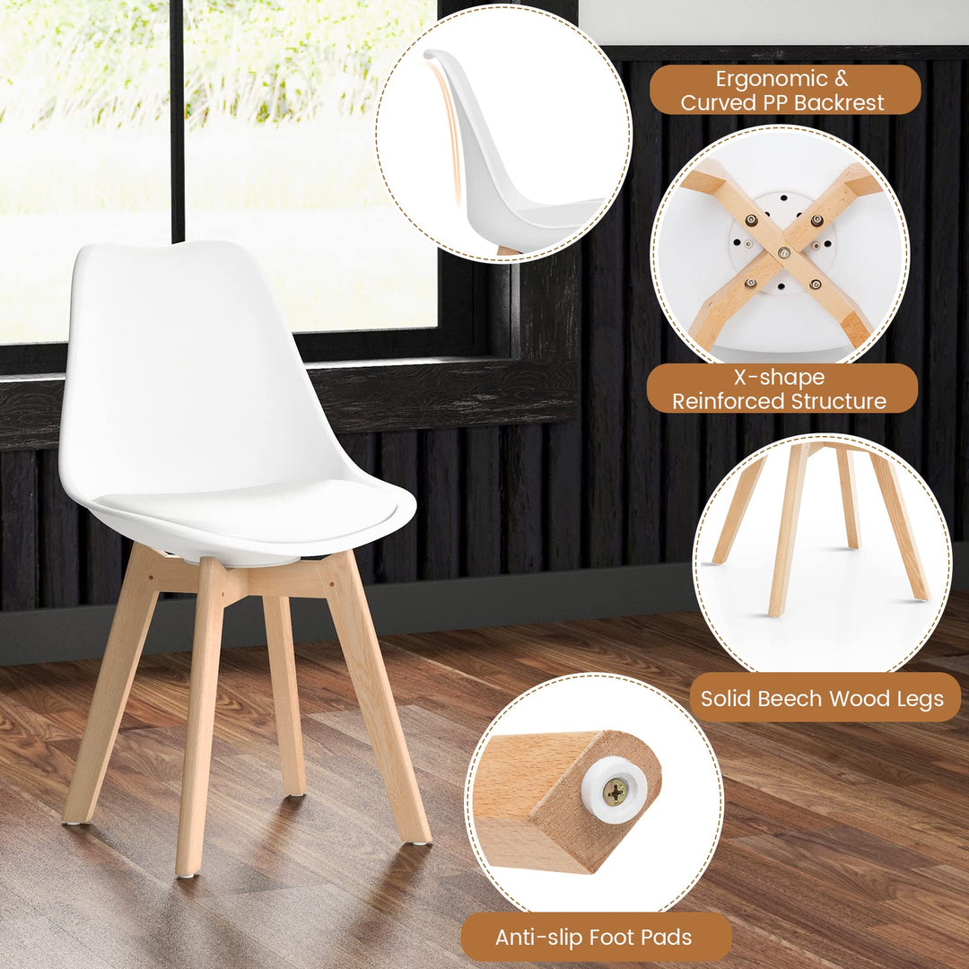 Giantex Dining Table Set for 4, Modern 5-Piece Dining Room Set w/ 1 Round Tempered Glass Table & 4 High Back Chairs