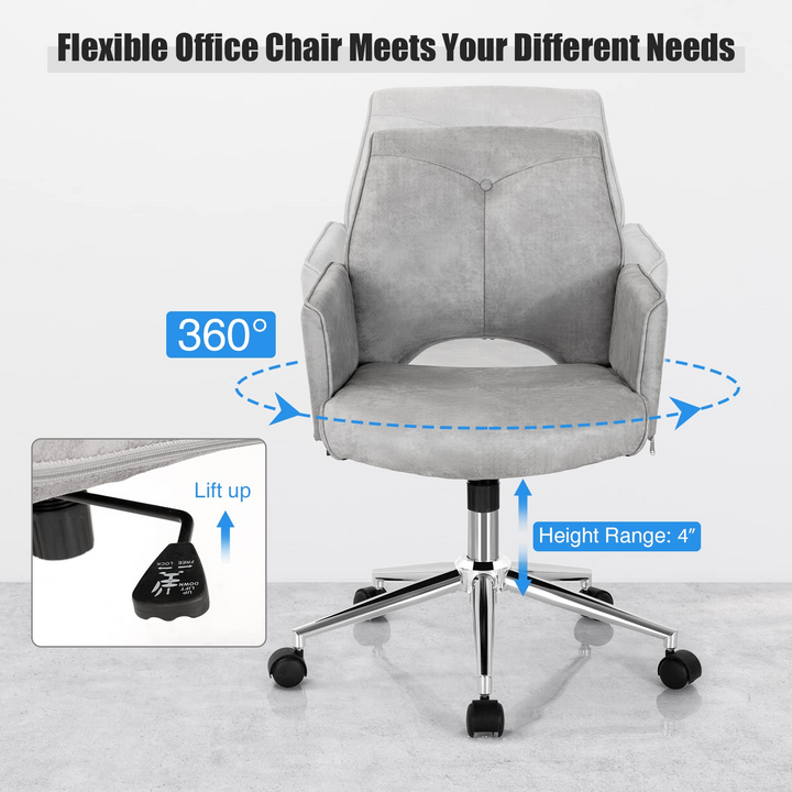 PU Leather Leisure Armchair Swivel Accent Chair with Upholstered and Rocking Function