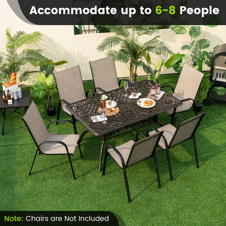 Giantex Patio Dining Table, Cast Aluminum Outdoor Table for 6 or 8 Persons, Heavy-Duty Structure