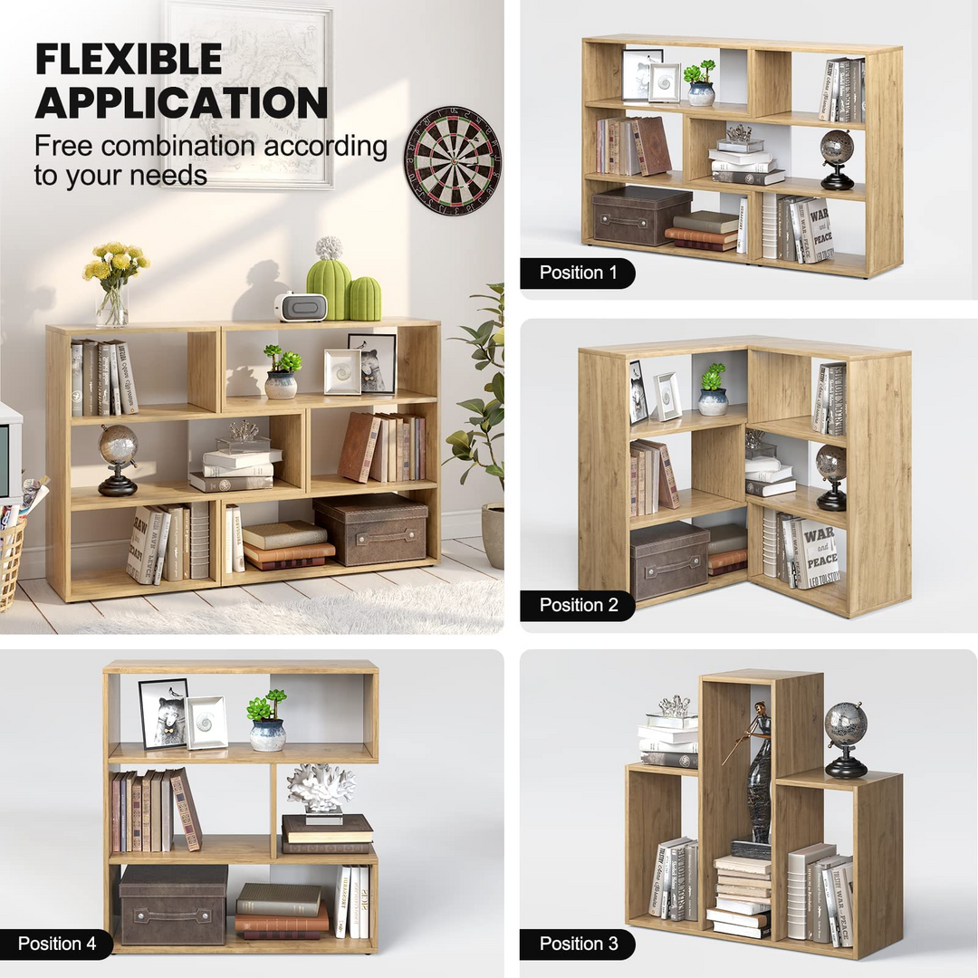 Giantex Open Shelf Bookcase, Separable Cube Bookshelf TV Stand w/ 6 Grids