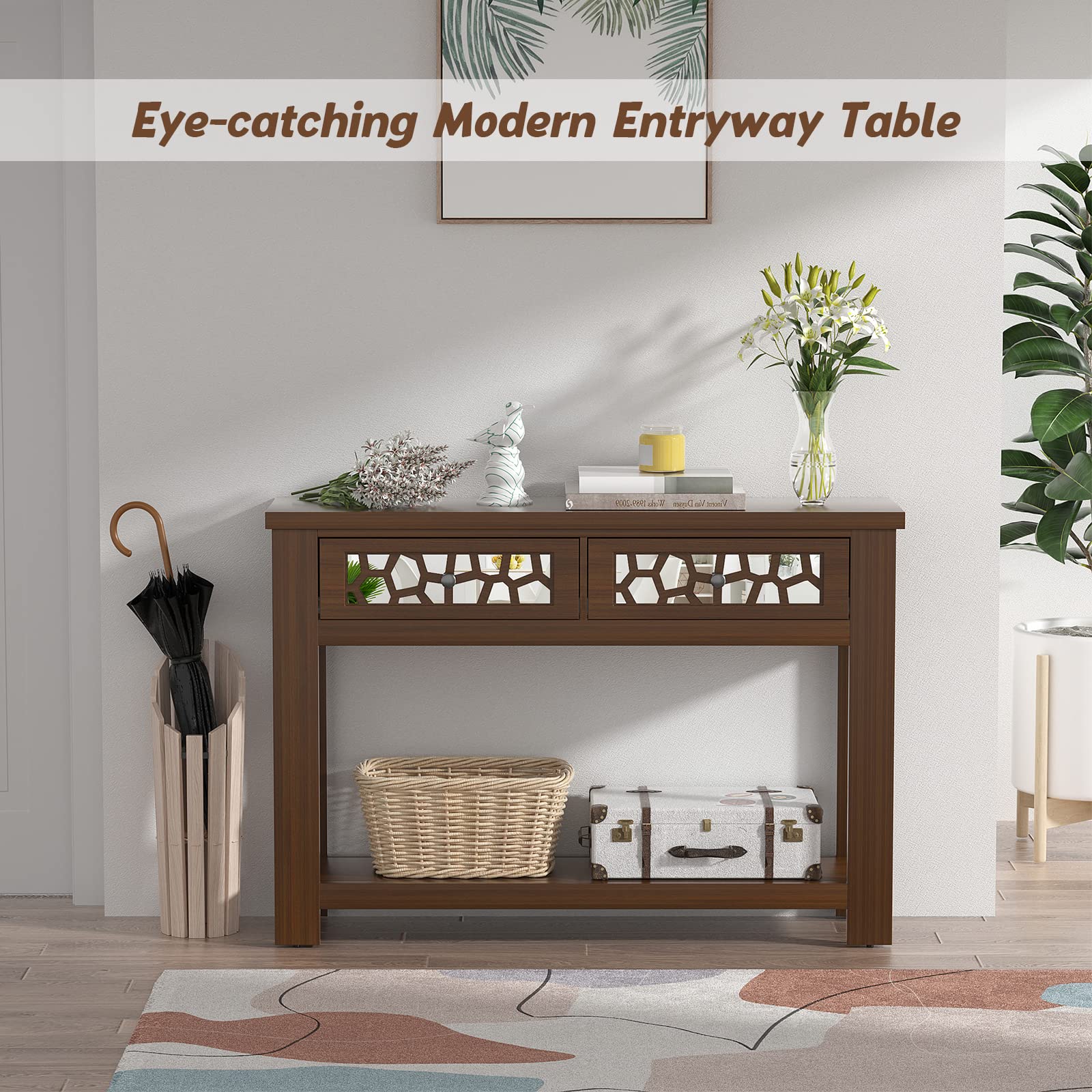 Giantex 2-Tier Console Table with Drawers