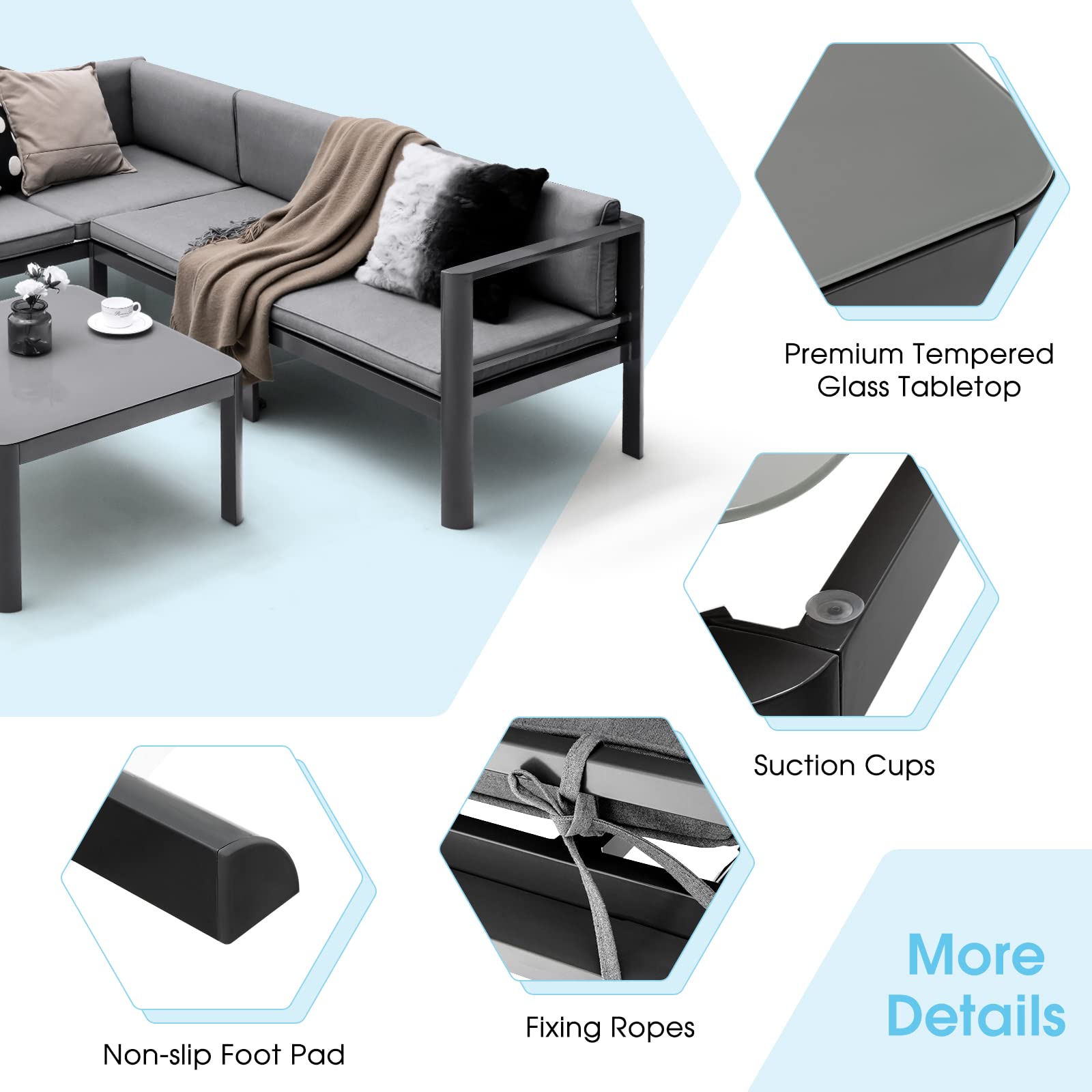 Giantex 3 Pieces Aluminum Patio Furniture Set