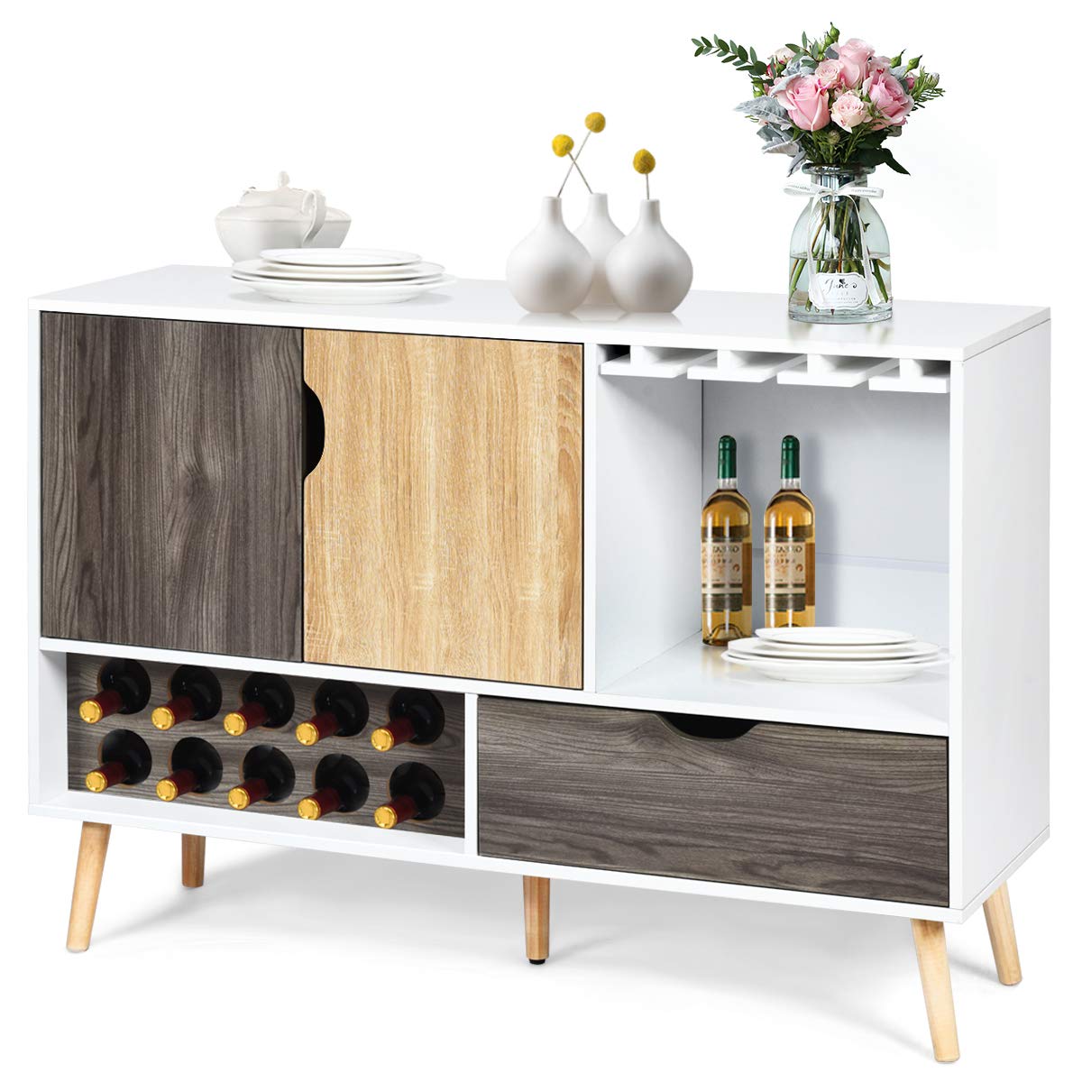 Buffet Sideboard, Storage Credenza, Wood Console Table