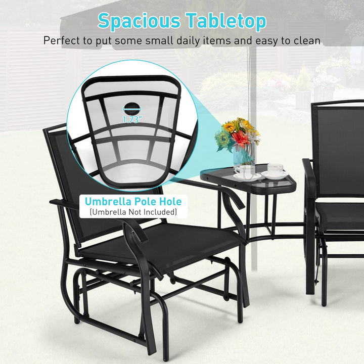Giantex Outdoor Glider Chairs with Table & Umbrella Hole