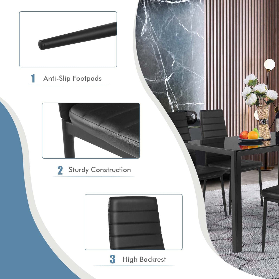 Giantex Set of 4 Dining Chairs, Upholstered Dining Side Chairs with Stain-Proof PVC Leather