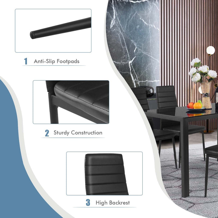 Giantex Set of 4 Dining Chairs, Upholstered Dining Side Chairs with Stain-Proof PVC Leather