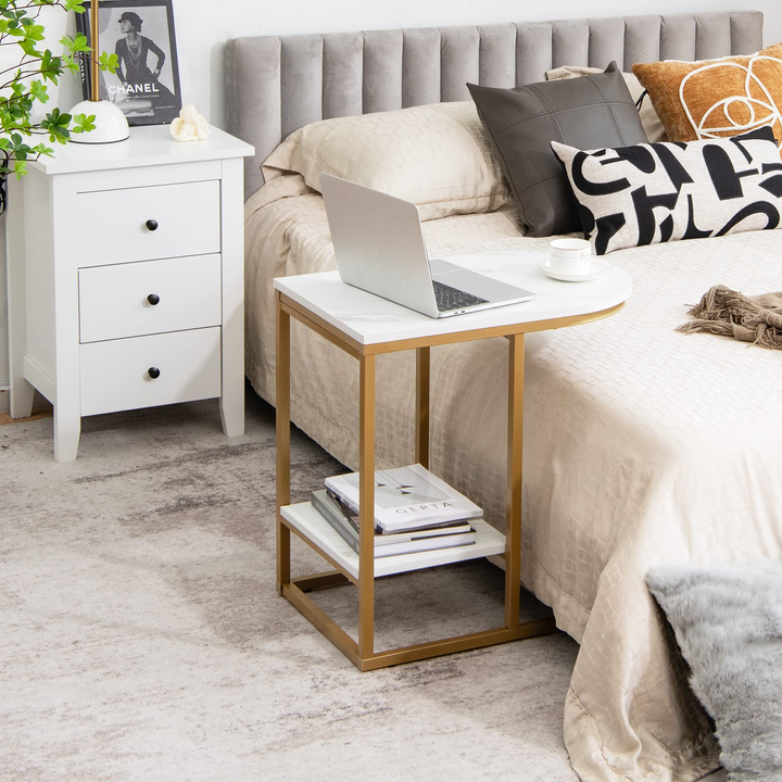Giantex Side Table, 2-Tier C-Shaped End Table