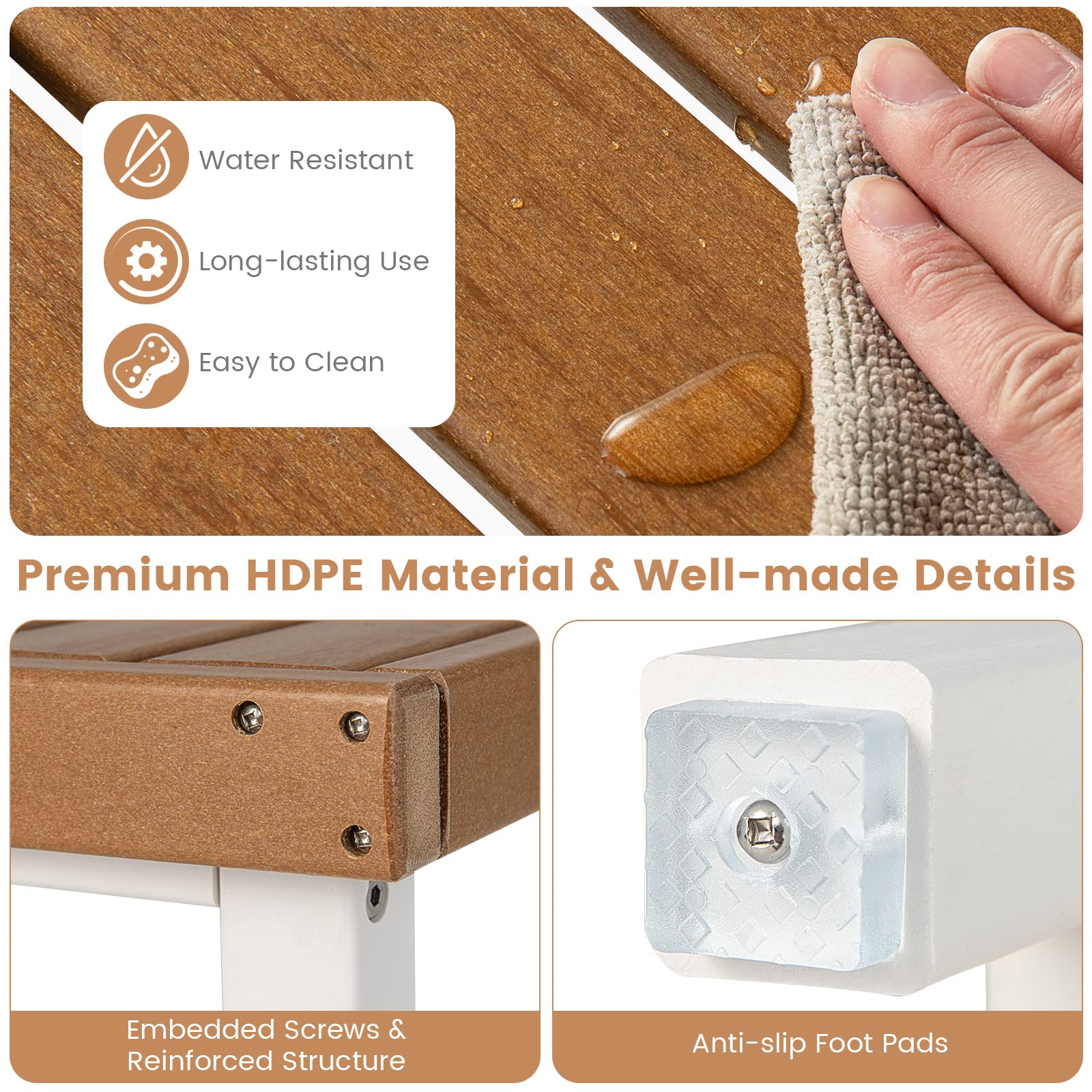 Giantex Shower Bench Stool Waterproof - HDPE Shower Seat with Storage Shelf for Shaving Legs