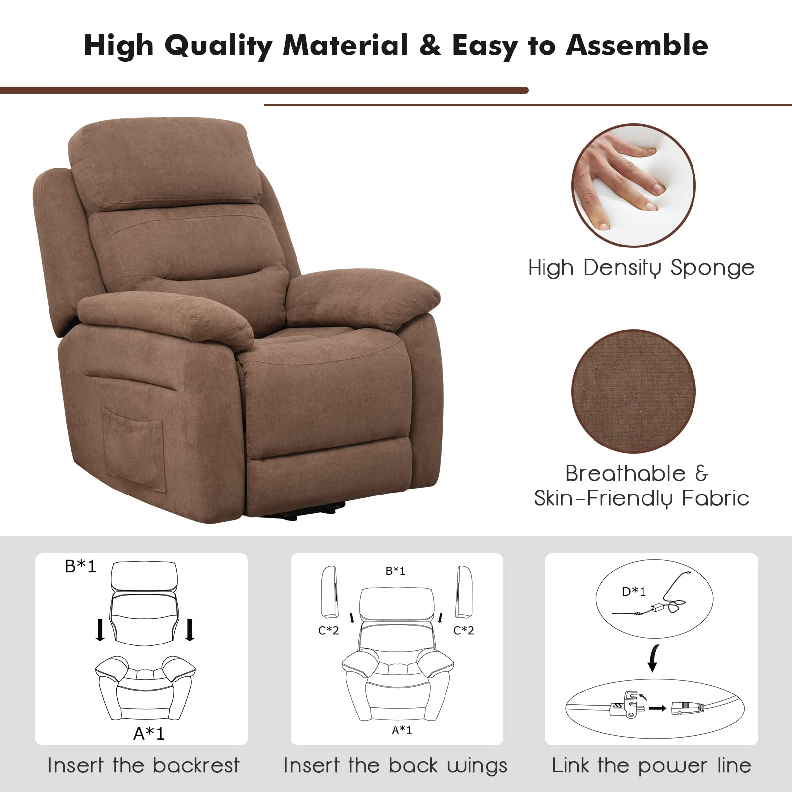Giantex Power Lift Recliner Chairs for Elderly Giantexus