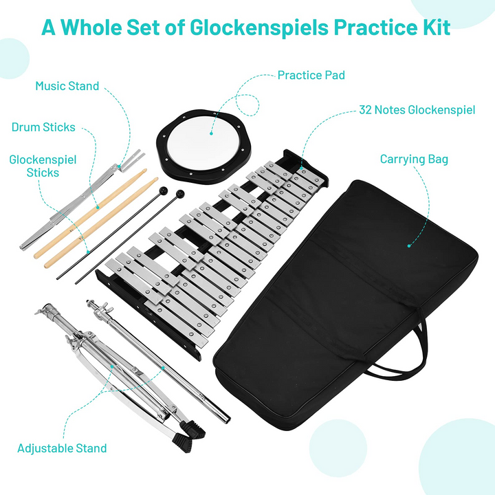 32 Note Percussion Glockenspiel Bell Kit