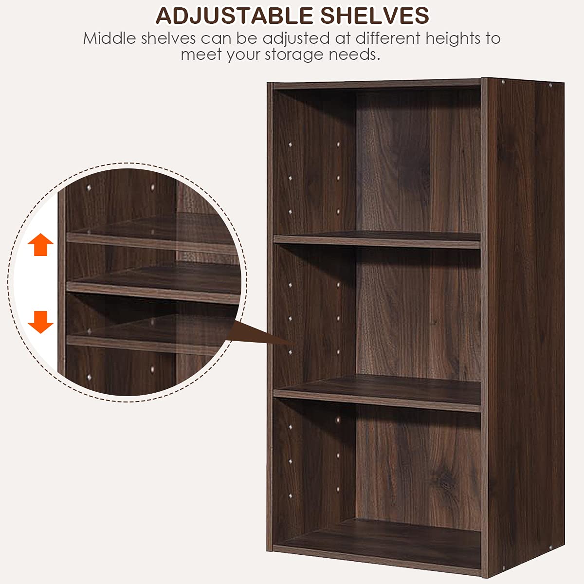 3 Shelf Bookcase Book Shelves Open Storage Cabinet