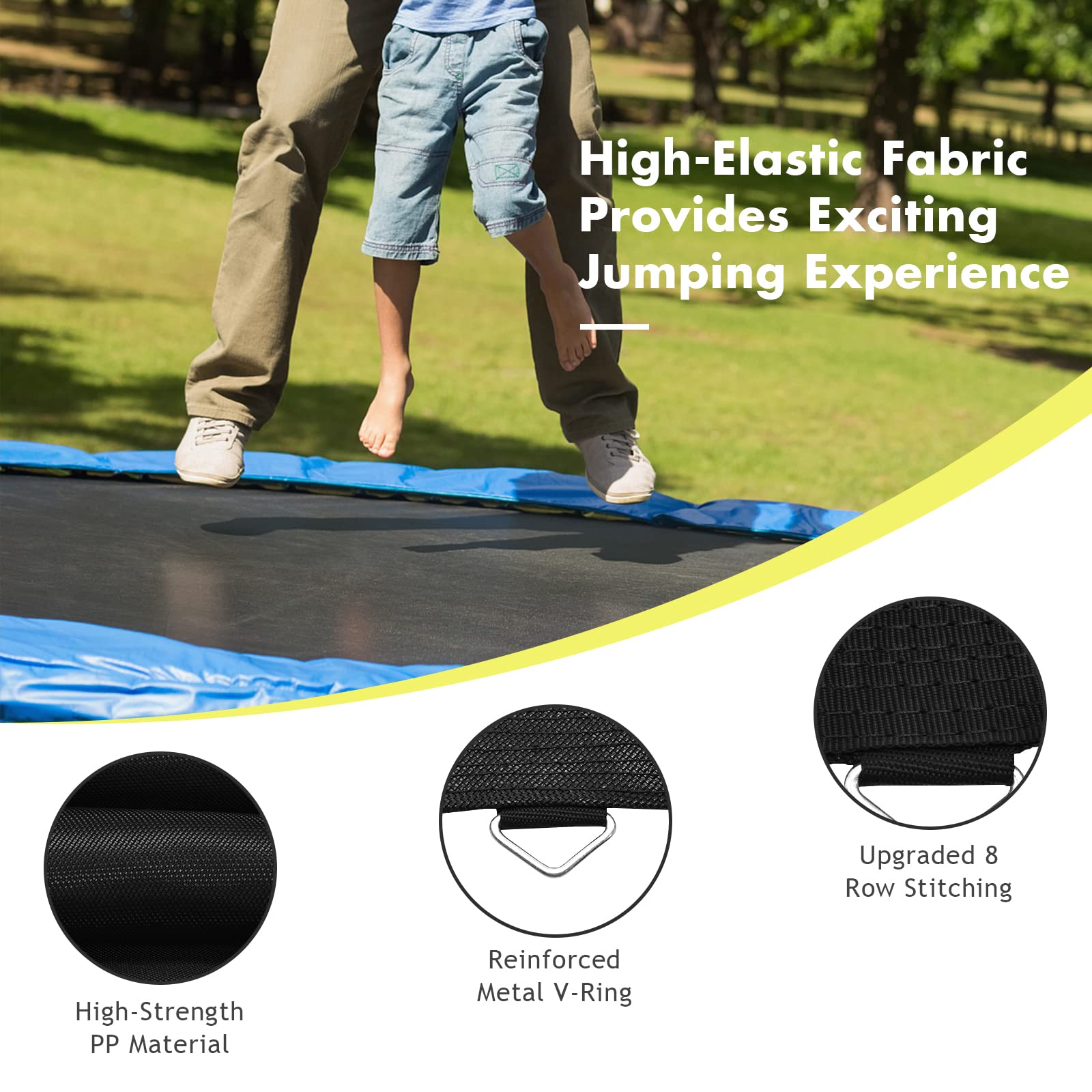 Replacement Trampoline Mat, High-Elastic PP Weather-Resistant Mat Fits 8 10 12 14 16ft Round Frame