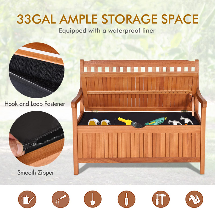 Giantex Patio Bench with Storage, Outdoor Deck Box with Seating for Pool Front Porch Garden Lawn Decor