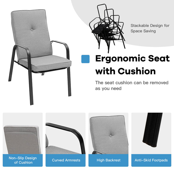 Giantex 4 Piece Patio Dining Chairs, Outdoor Stackable Chairs