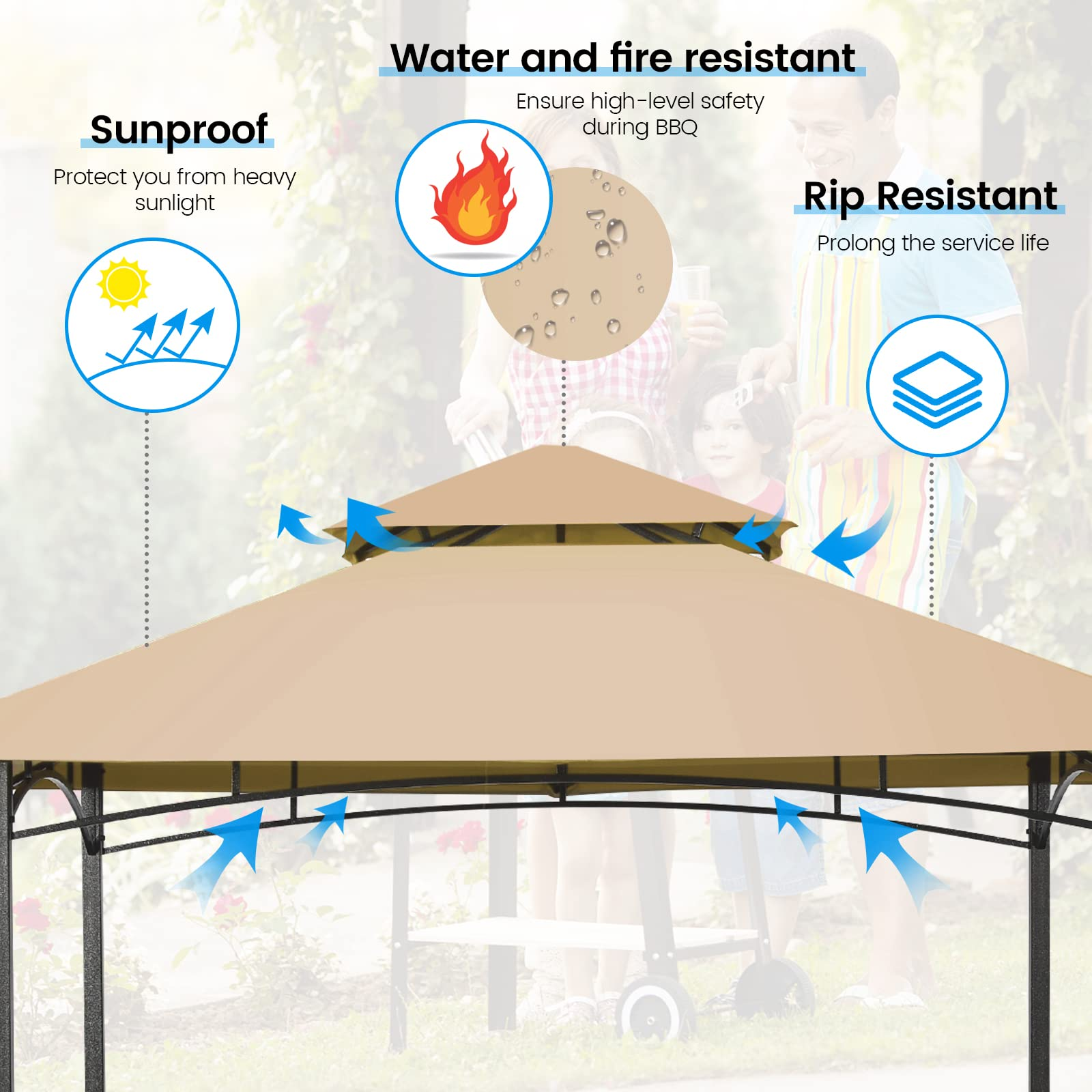 Giantex Grill Gazebo, 8ft x 5ft Grill Station with Canopy, Outdoor Grill Shelter Barbecue Tent