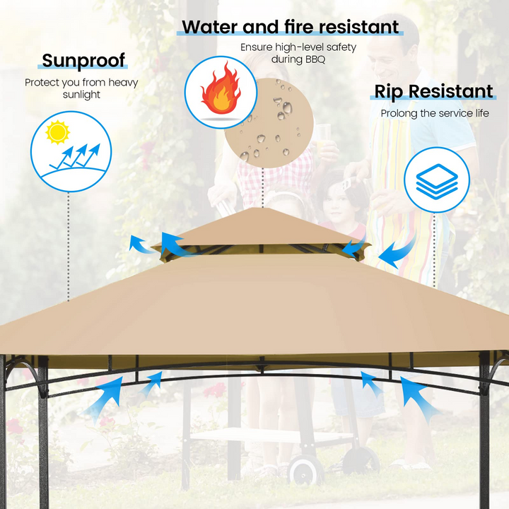 Giantex Grill Gazebo, 8ft x 5ft Grill Station with Canopy, Outdoor Grill Shelter Barbecue Tent