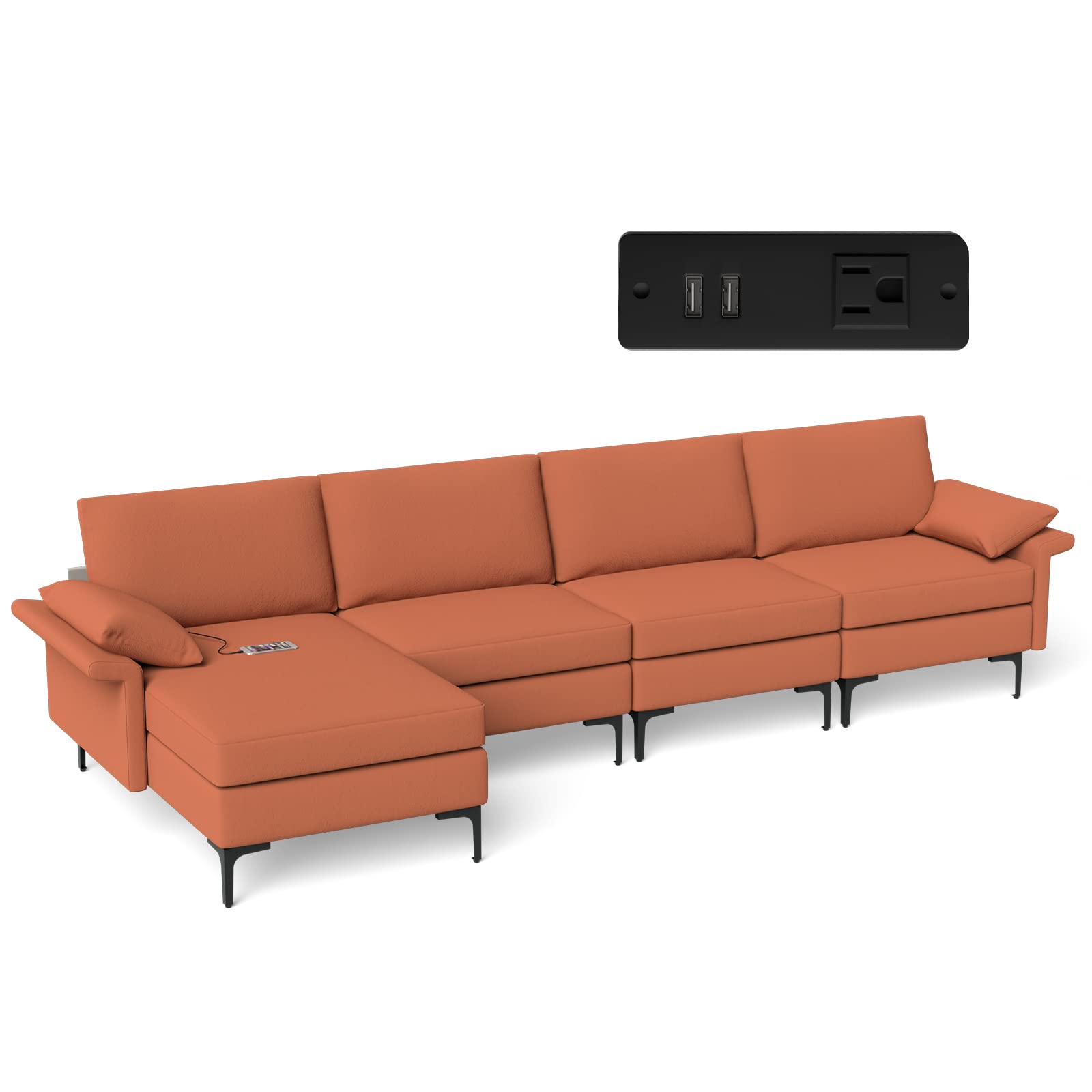 Giantex 130.5" L Convertible Sofa Couch, Sectional Sleeper